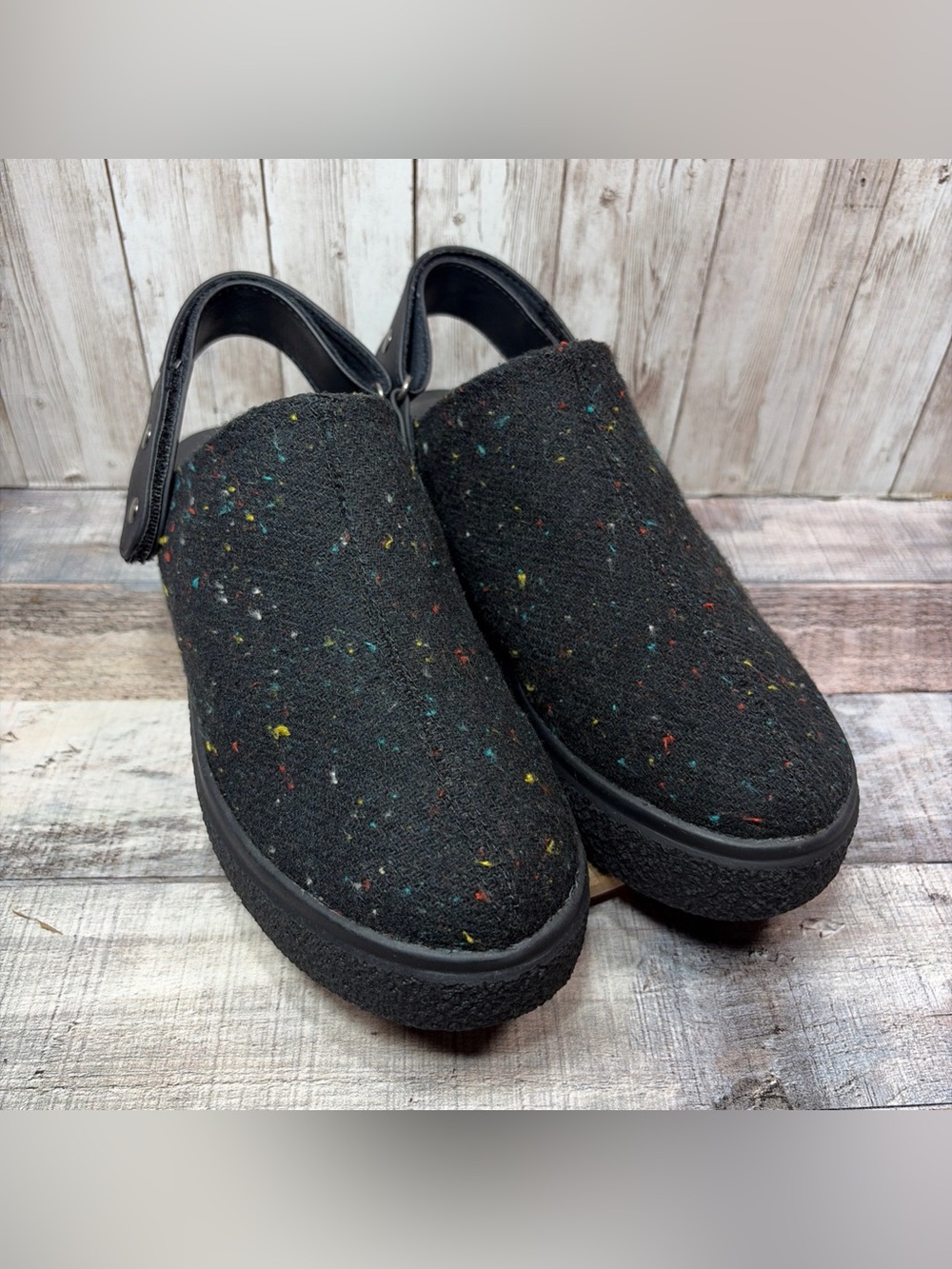 Rocket Dog Adore Hysham Women’s Black Wool Slingback Platform Clogs 7.5 M
